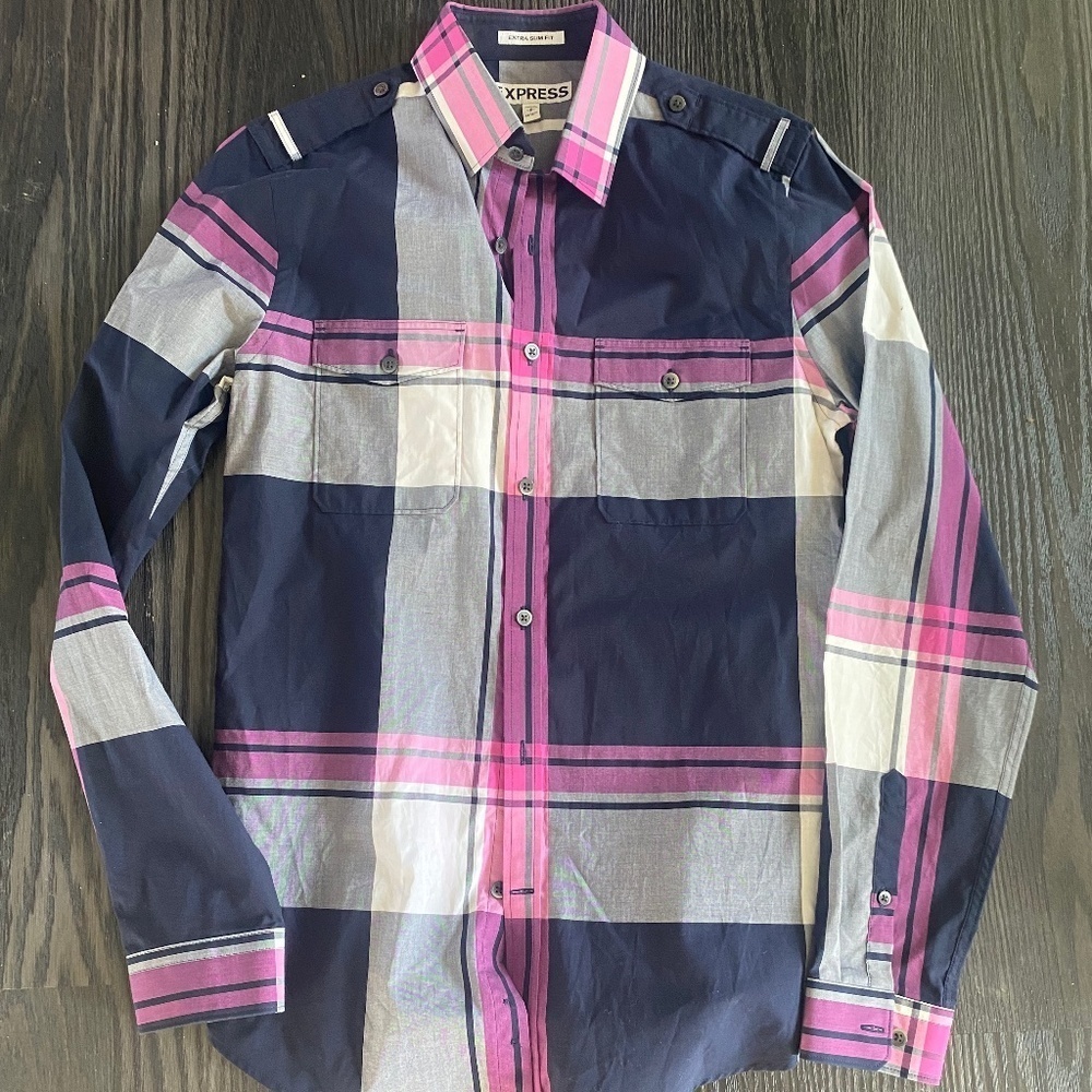 NWOT- Express Button Down Dress Shirt-Size -S-P 14-14-1/2🍍A-2
